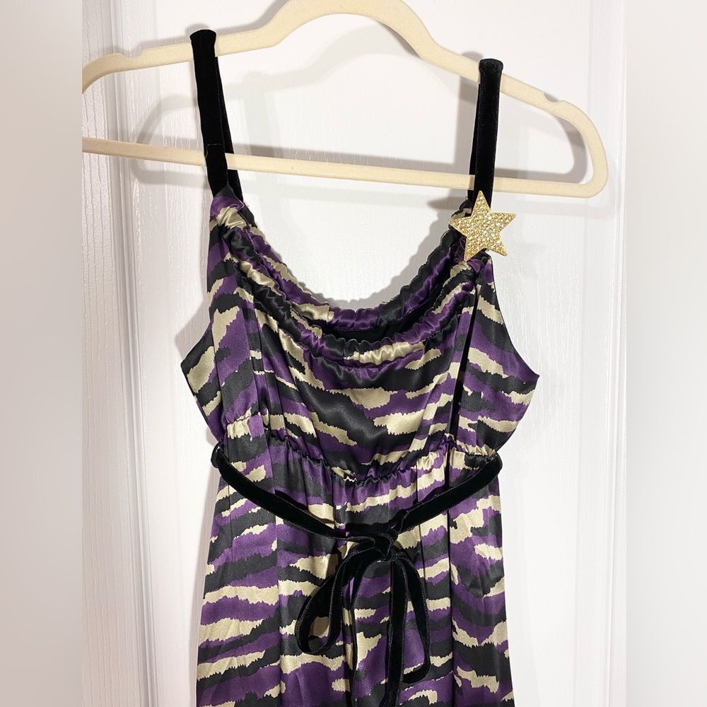 NWT Anthro Corey Lynn Calter SILK & Velvet Maxi Dress Rhinestone Gold Star Sz 8